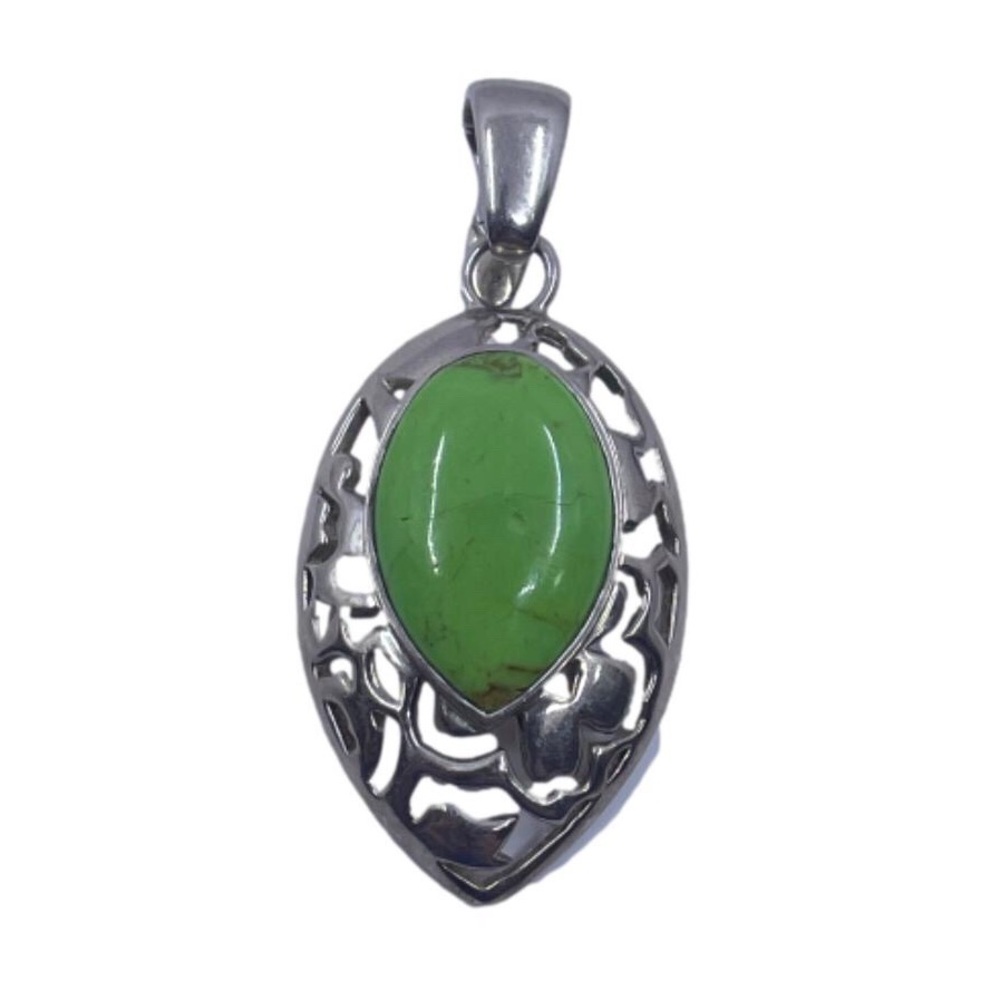 BARSE Sterling Silver and Green Turquoise Cabochon Pendant Fascinator